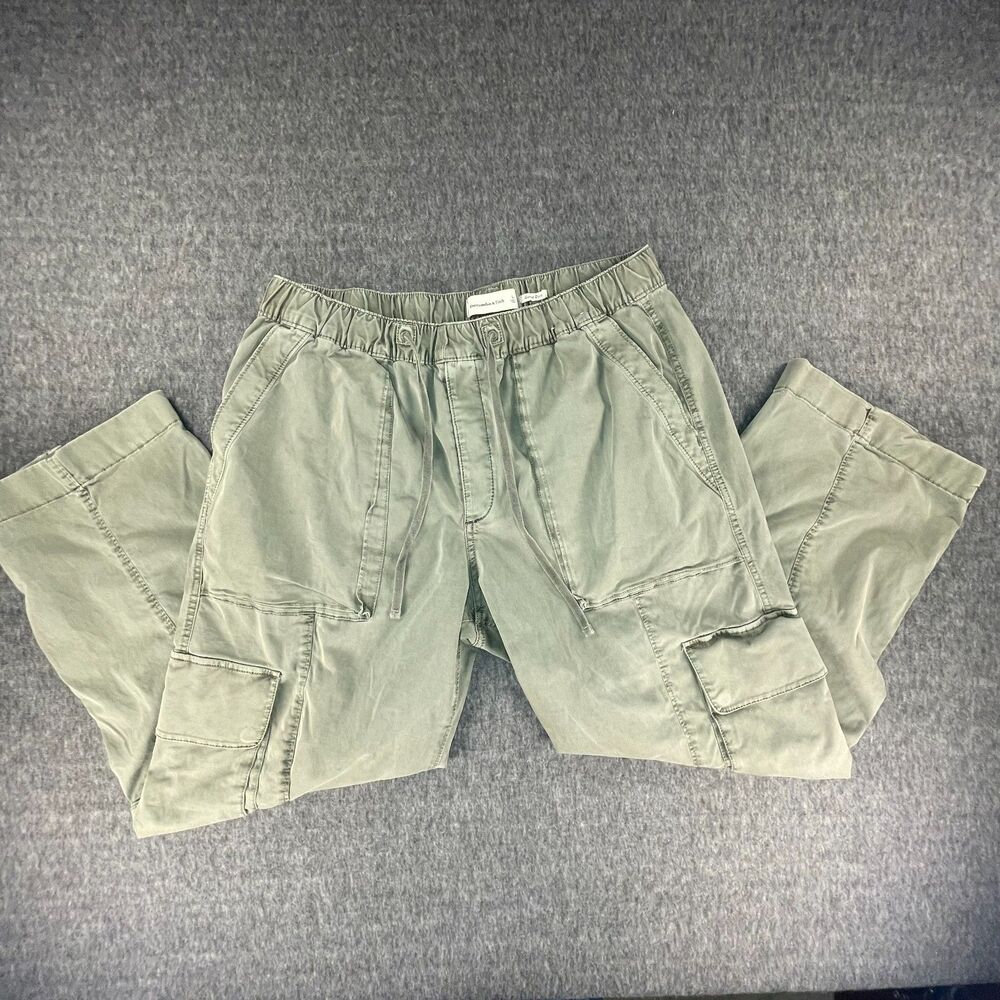Abercrombie Garment Dyed Baggy Cargo Pants L Green Zip Hem Gorpcore Utility Y2K - Picture 12 of 12